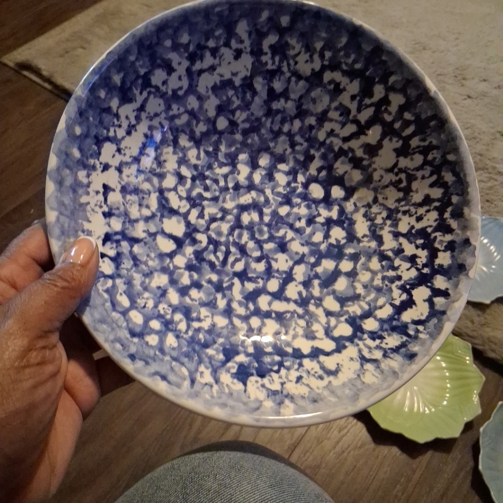 Bella Ceramics White Sponge Ware Bowls 9 Inch